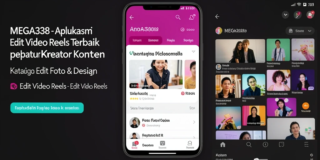 Tampilan antarmuka MEGA338 yang intuitif dan menarik untuk Edit Video Reels.