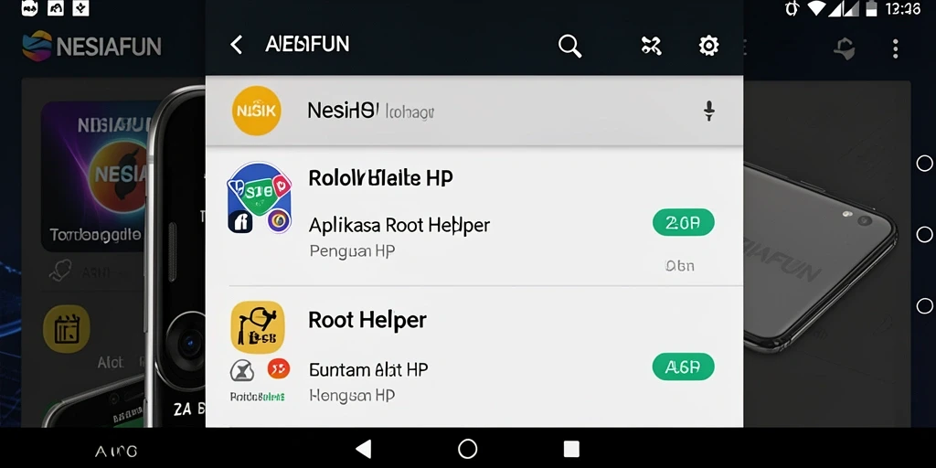 Tampilan antarmuka aplikasi NESIAFUN dengan fungsi Root Helper yang intuitif.