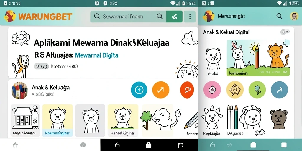 Tampilan antarmuka aplikasi WARUNGBET yang menyenangkan dan interaktif untuk anak-anak.