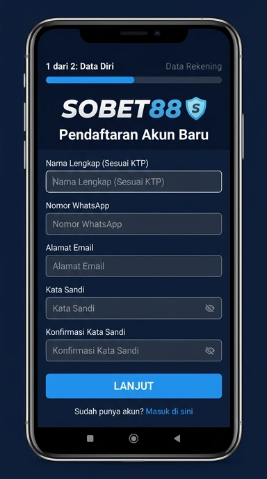 Tampilan halaman daftar sobet88